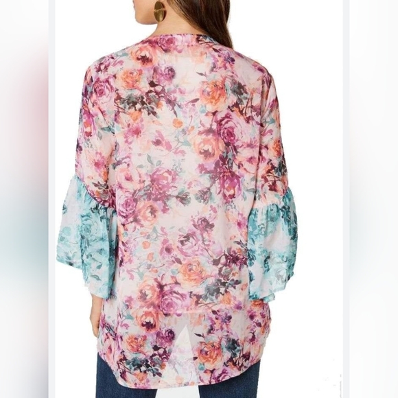 Bell-Sleeve Chiffon Kimono Cardigan - Picture 2 of 11